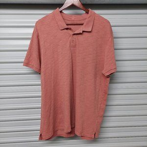 Vince 100% Cotton Mens Polo Shirt XL Peach Coral Red Knit Solid